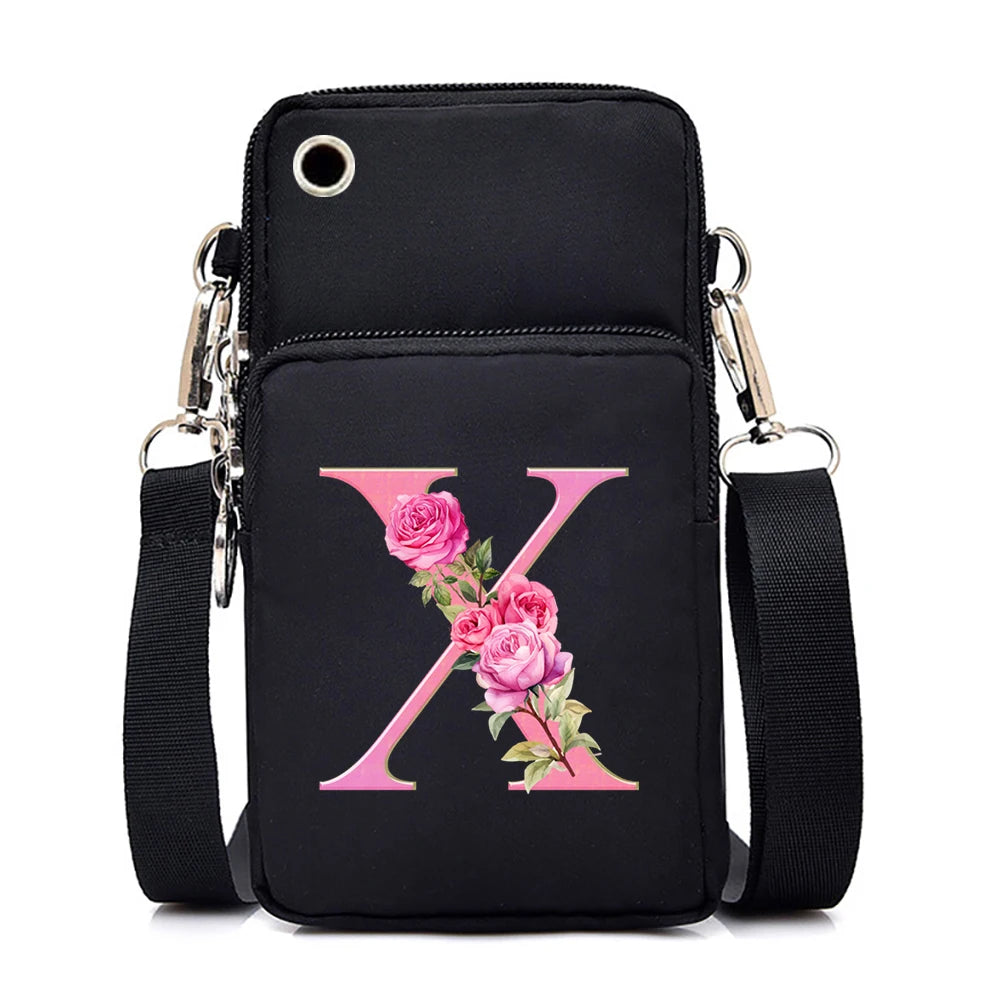 Sac à bandoulière série lettres Sakura rose pour téléphone portable pour femmes