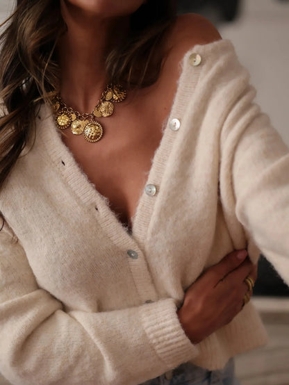 Cardigan Duveteux Femme – Maille et Col Rond