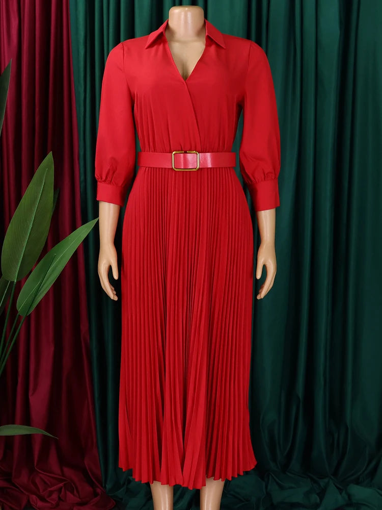 Robe de soirée à manches longues et col en V pour femmes