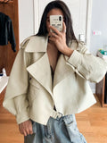 Veste courte en faux cuir pour femmes