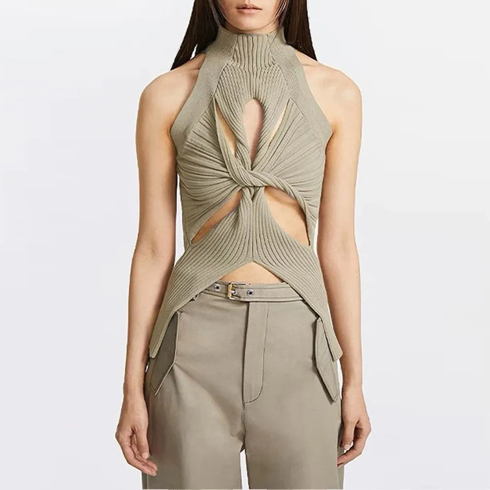 Débardeur en tricot ajouré pour femmes
