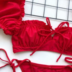 Maillot de bain deux pièces à volants pour femmes