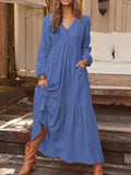 Robe chemise à manches longues style bohème pour femmes