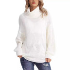 Pull polo ample à col roulé pour femmes