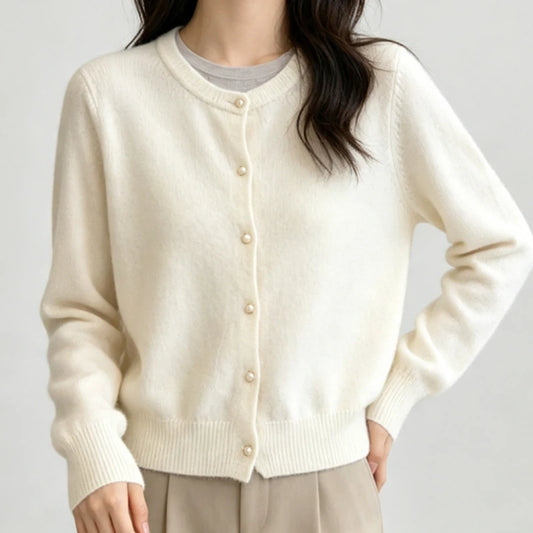 Cardigan en Maille Femme – Col Rond et Style Coréen