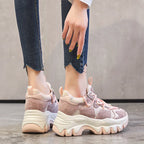 Baskets en maille daim en cuir véritable pour femmes