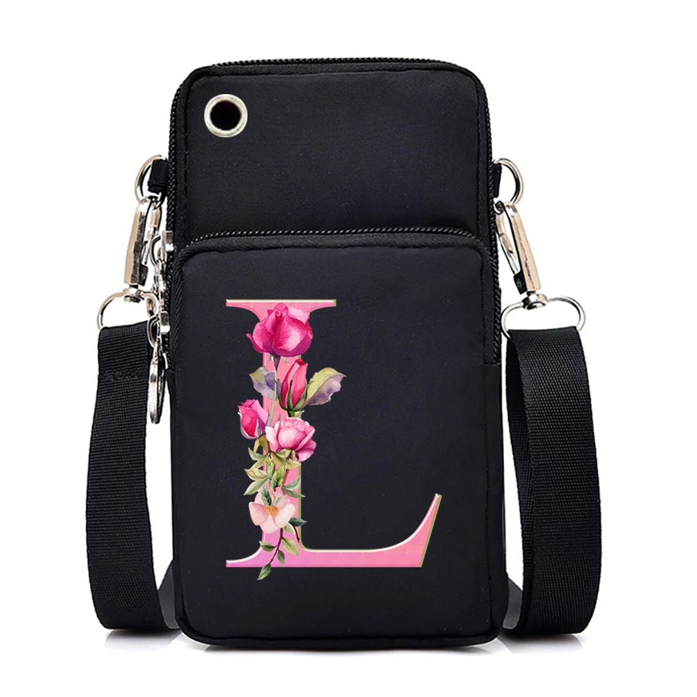 Sac à bandoulière série lettres Sakura rose pour téléphone portable pour femmes