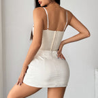 Hauts courts camisole avec fermeture éclair et dos arête de poisson pour femmes