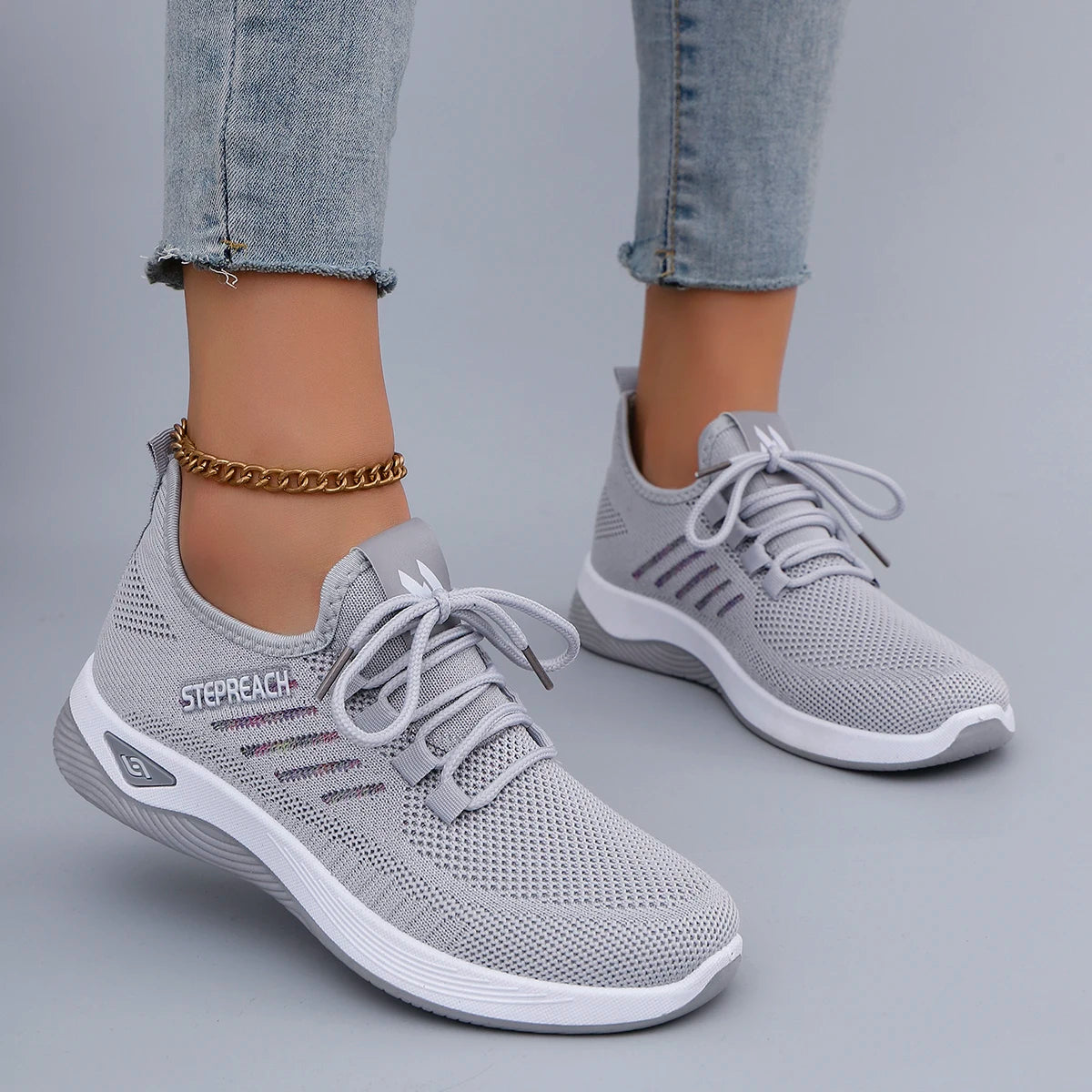 Baskets plates d'été en maille respirante pour femmes