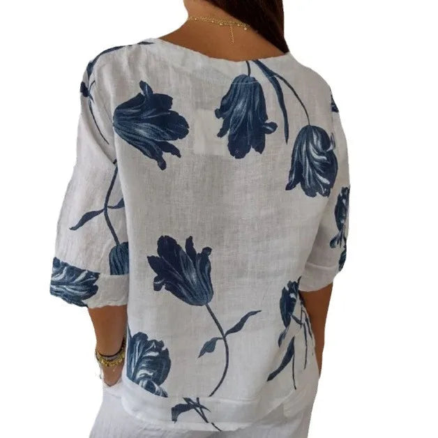 Chemise à col trois quarts pour femmes