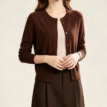 Cardigan Court en Maille Femme – Coupe Ample et Unie