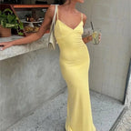Robe en tricot jaune pour femmes