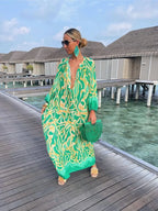 Robe longue imprimée à manches longues pour femmes
