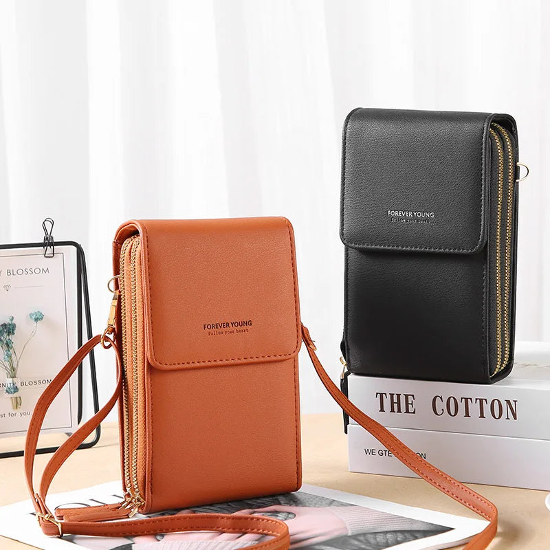 Sac à main pour téléphone portable à écran tactile en cuir souple pour femmes