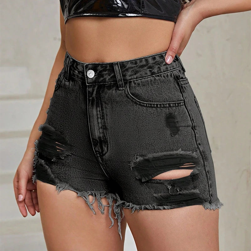 Shorts en jean taille haute pour femmes