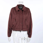 Manteau rétro en daim pour femmes