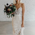Robe de mariée sirène à fines bretelles pour femmes