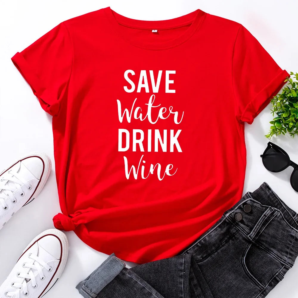 T Shirt imprimer en coton à manches courtes pour femmes