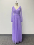 Robe à manches longues col en v pour femmes