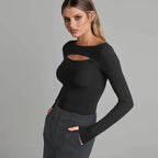 Body à manches longues et col rond pour femmes