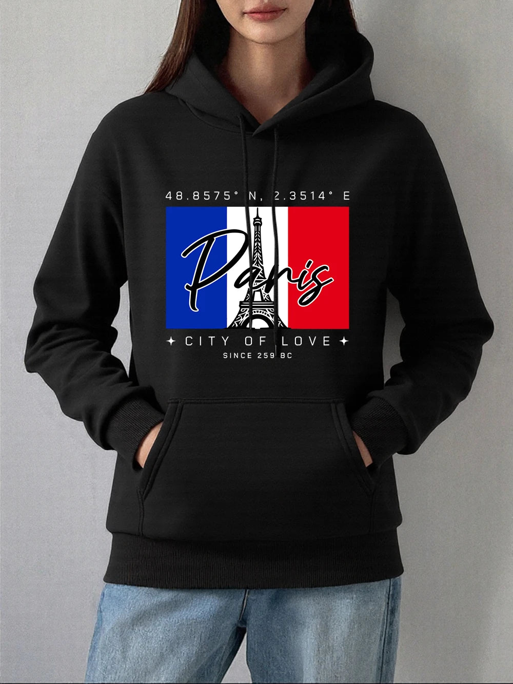 Sweat-shirts à capuche imprimés Paris Ville Amour pour femmes