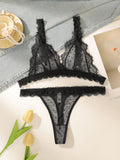Ensemble de sous-vêtements en dentelle brodée pour femmes