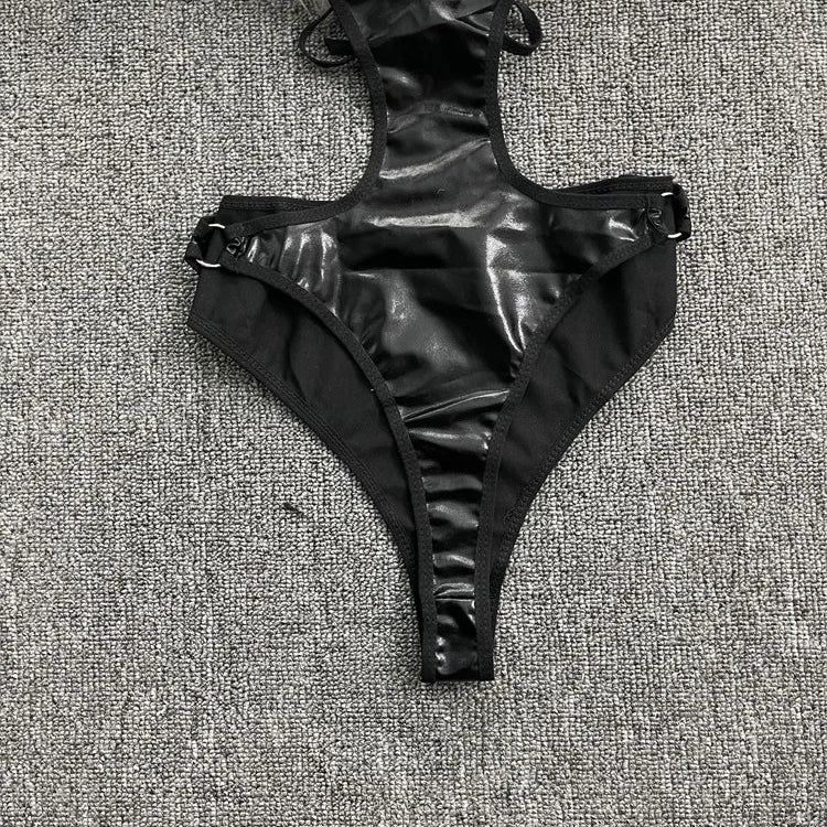 Body à dos nu en cuir PU pour femmes