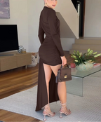 Mini robe à col roulé et manches longues pour femmes