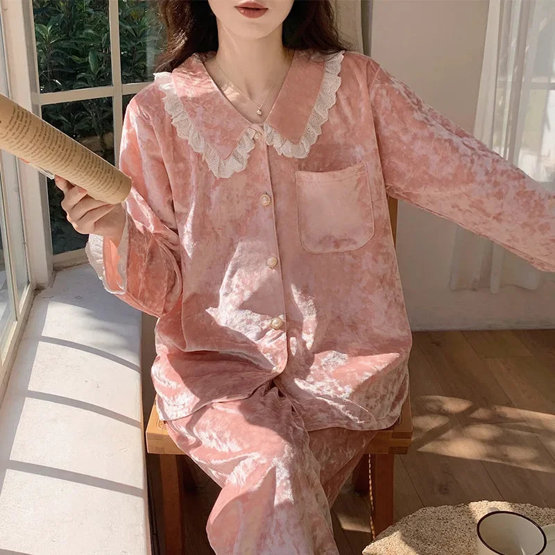 Ensemble de pyjama en velours pour femmes
