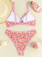 Maillot de bain 2 pièces  fleur imprimé pour femmes