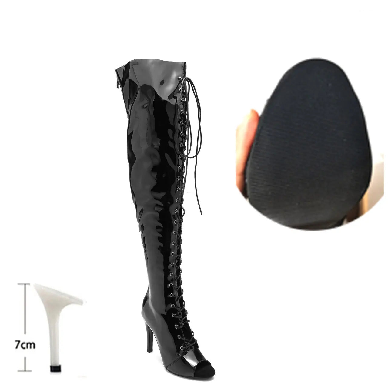 Bottes à lacets au-dessus du genou à talons aiguilles pour femmes