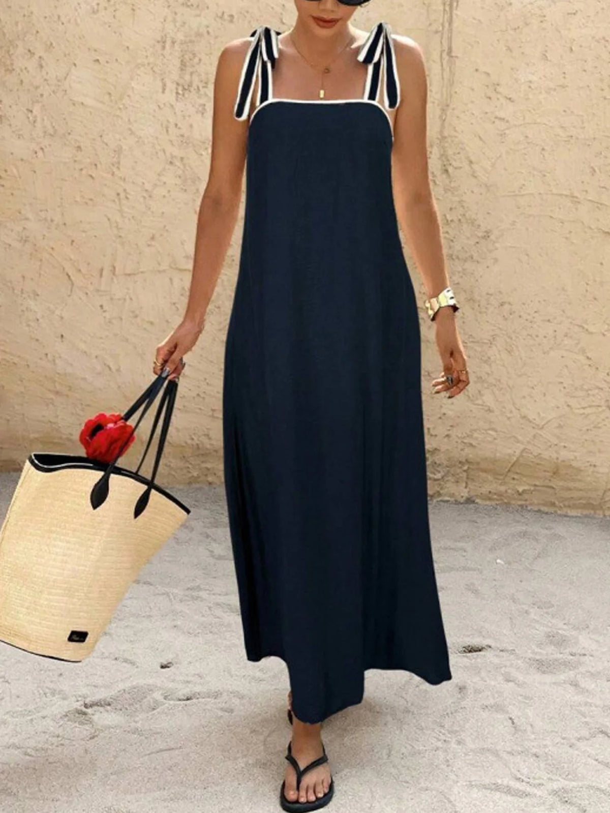 Robe Longue de Plage Femme – Épaules Dénudées et Laçage