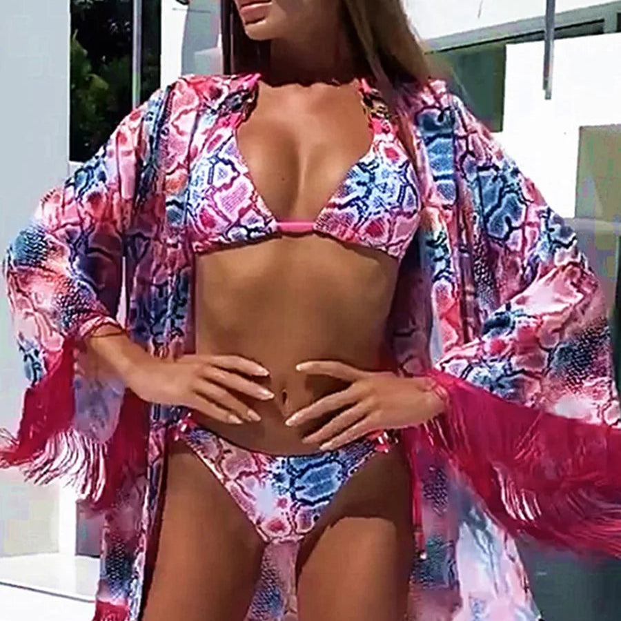 Maillot de bain deux pièces imprimé cristal diamant pour femmes