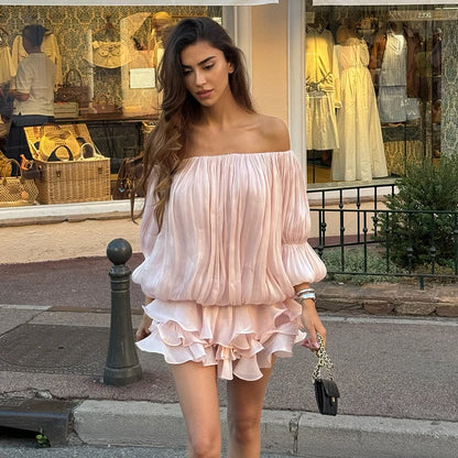 Robe Romantique Femme – Volants et Épaules Dénudées