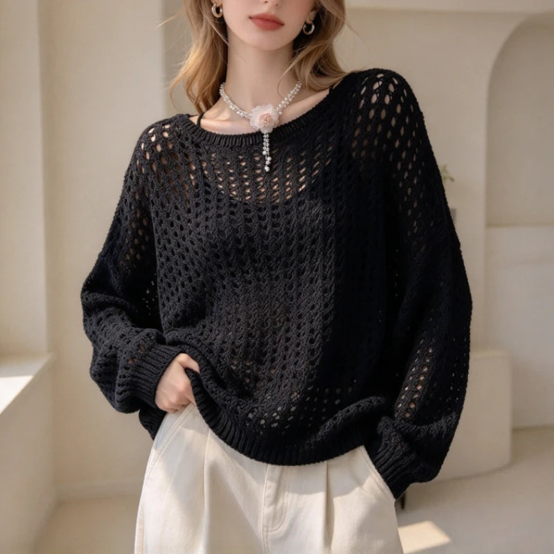Pull Ample Femme – Maille Ajourée et Respirante