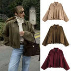 Blouson aviateur avec manches chauve-souris et fermeture éclair pour femmes