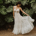 Robe de mariée trapèze en dentelle et Tulle pour femmes