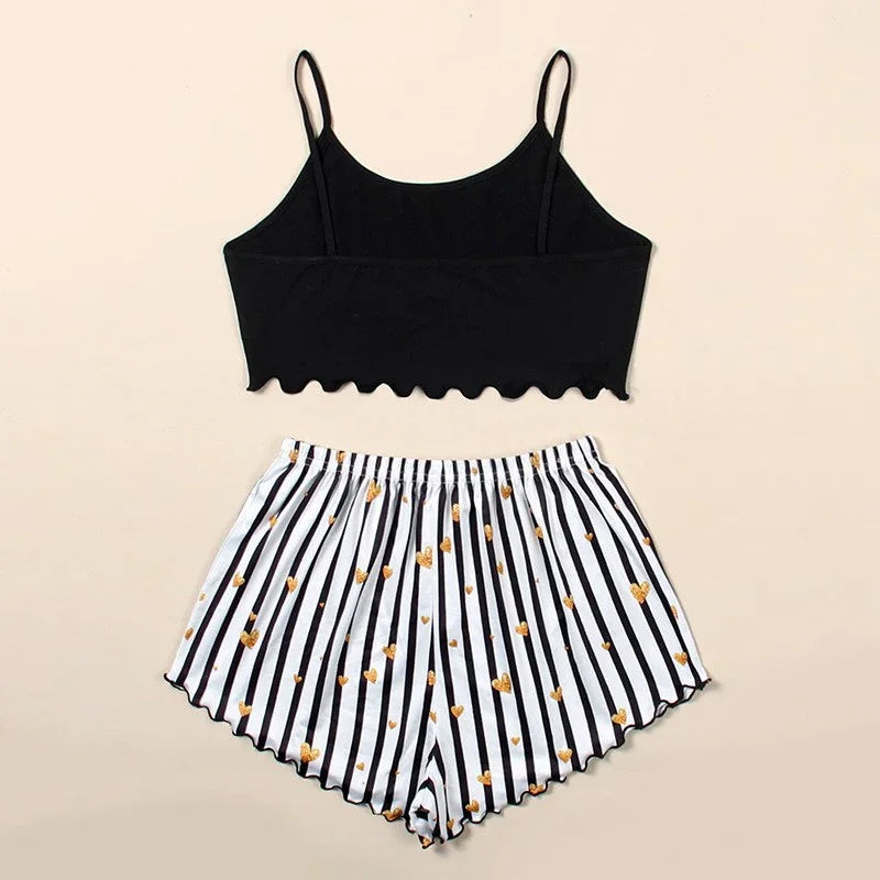 Pyjama d’Été Femme – Débardeur et Short Rayés