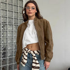 Veste en daim à manches longues pour femmes