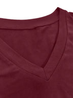 T-shirt à manches courtes et col en V pour femmes