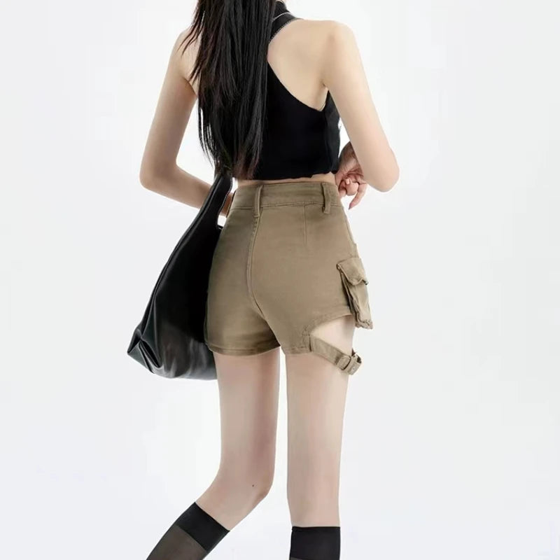 Short en jean taille haute pour femmes