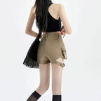Short en jean taille haute pour femmes