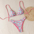 Maillot de bain deux pièces brésilien imprimé à pois noirs et blancs pour femmes