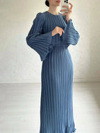 Robe longue plissée musulmane à manches évasées pour femmes