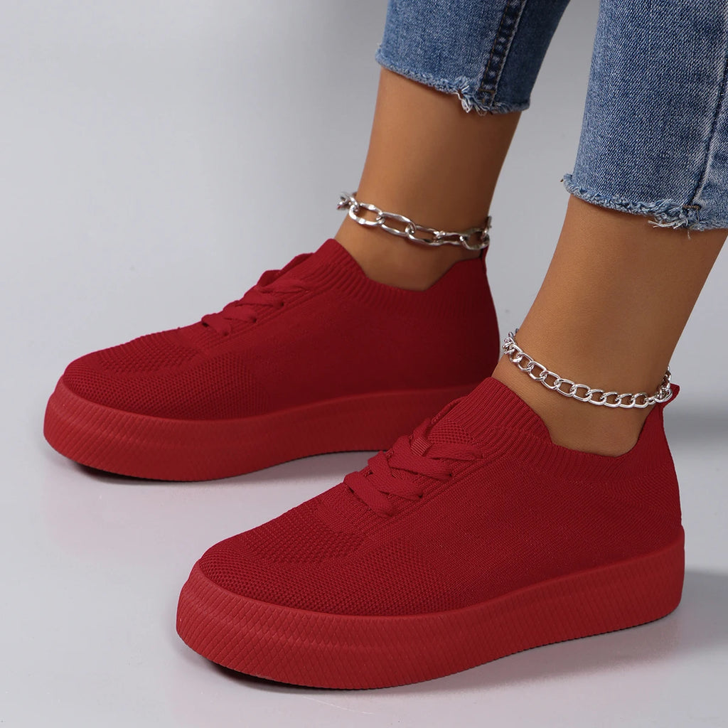 Baskets plates en maille respirante pour femmes