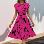 Robe mi-longue imprimée ample pour femmes