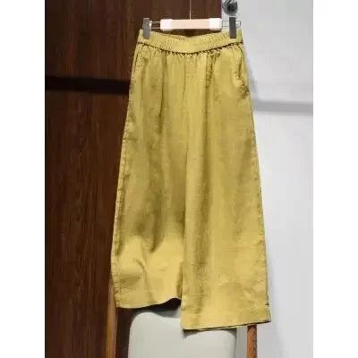 Pantalon amincissant en coton et lin pour femmes