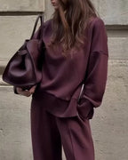 Ensemble 2 pièces sweat-shirt ample et décontracté et pantalon large pour femmes