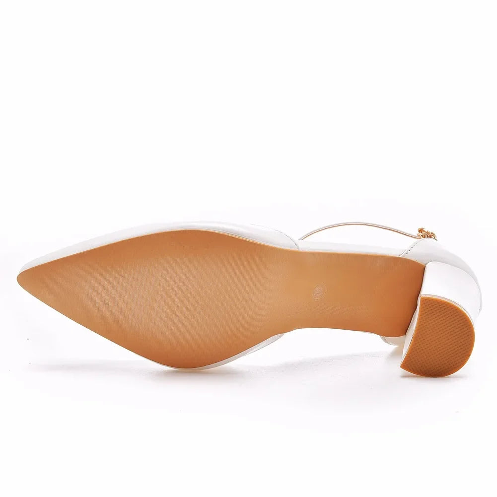 Sandales pointues en cuir talons pour femmes