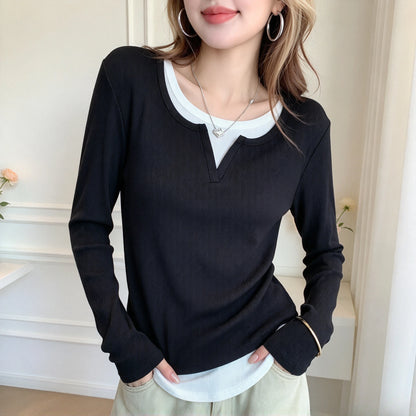 T-shirt Basique Femme – Col Rond et Manches Longues